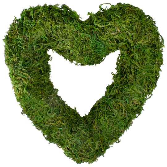 Reindeer Moss Heart Twig Artificial Wreath Green 13.5&#x22;